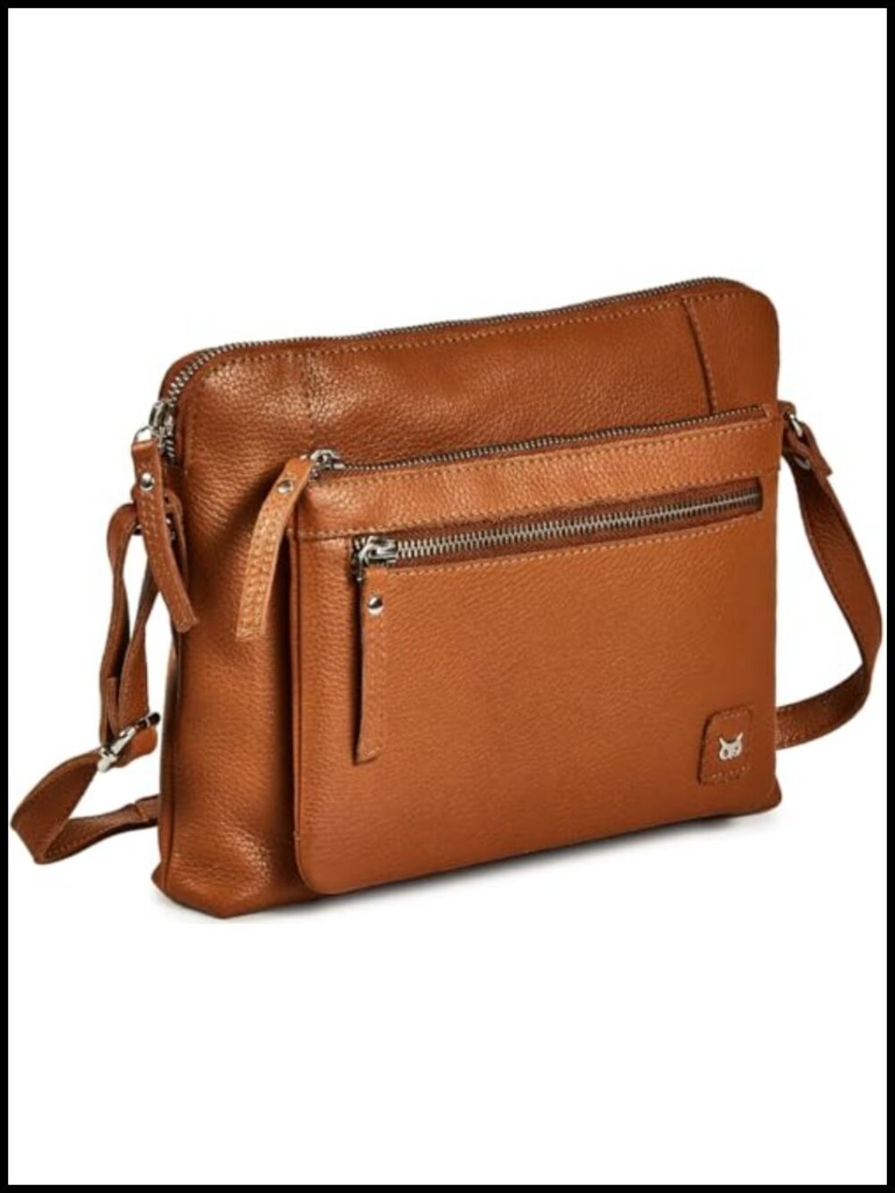 Genuine Pebbled Leather Crossbody Bag Small Adjustable Sling Purse